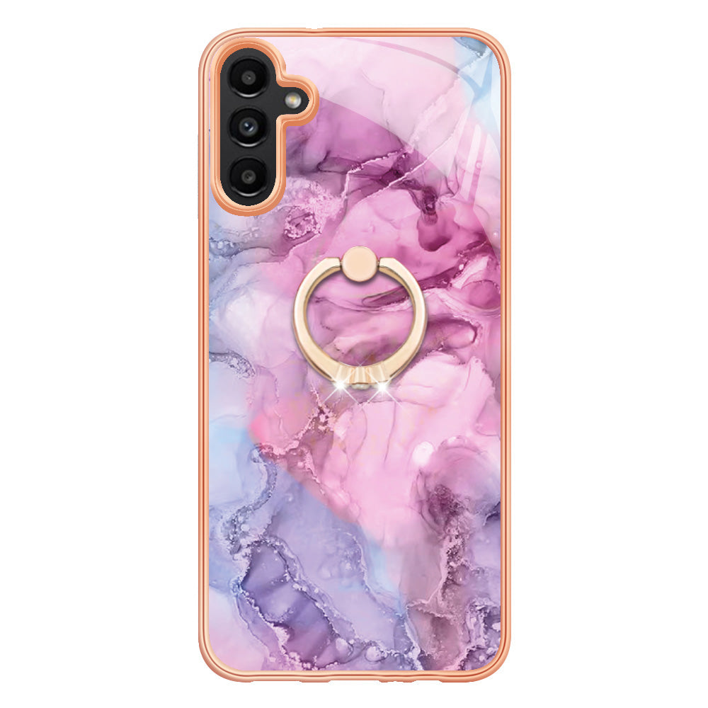 YB IMD Series-17 Style-E For Samsung Galaxy A55 5G Case 2.0mm TPU Marble Phone Cover with Ring Holder - Rose YB IMD Series-17 Style-E For Samsung Galaxy A55 5G Case 2.0mm TPU Marble Phone Cover with Ring Holder - Rose